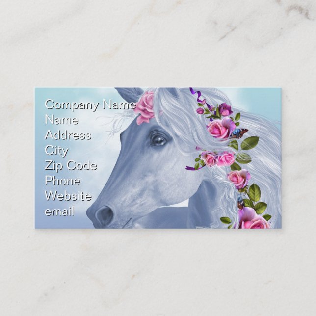 Carte De Visite Unicorne et Rose (Devant)