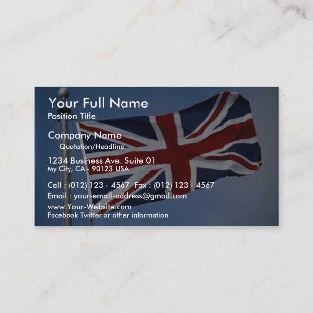 Carte De Visite Union Jack, Angleterre (Devant)