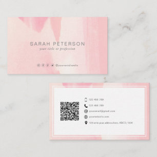 Carte De Visite Unique aquarelle QR code médias sociaux personnels