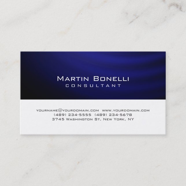 Carte De Visite Unique art bleu blanc contemporain tendance (Devant)