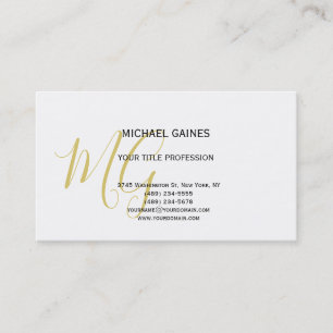 Carte De Visite Unique Calligraphie or couleur Monogramme blanc