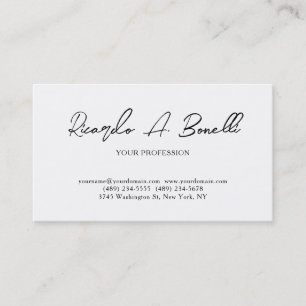 Carte De Visite Unique Classique Simple Blanc Professionnel