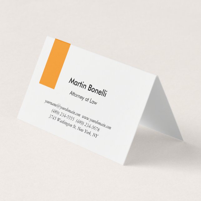 Carte De Visite Unique Classique Simple Orange & Blanc (Devant)