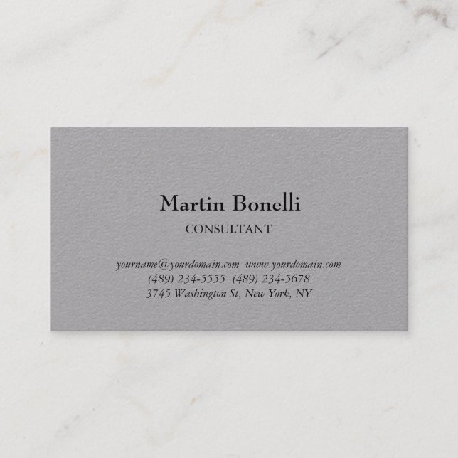 Carte De Visite Unique Classique Simple Premium Grey (Devant)