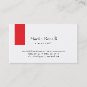 Carte De Visite Unique Classique Simple Rouge & Blanc