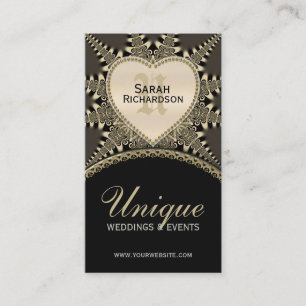 Carte de visite unique de mariage d'or vintage