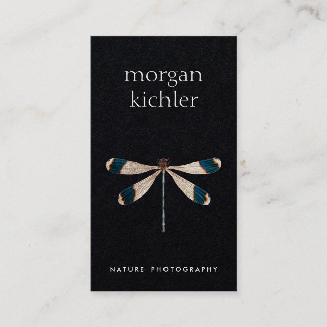 Carte De Visite Unique Dragonfly Nature Professionnelle Noir (Devant)