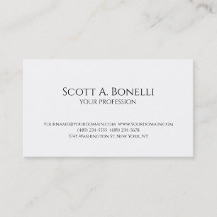 Carte De Visite Unique Élégant Plain Simple Blanc Spécial
