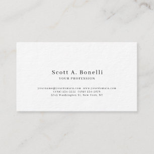 Carte De Visite Unique Élégant Plain Simple Blanc Spécial