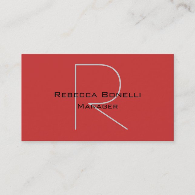 Carte de visite unique Elegant Red Monogram Manage (Devant)