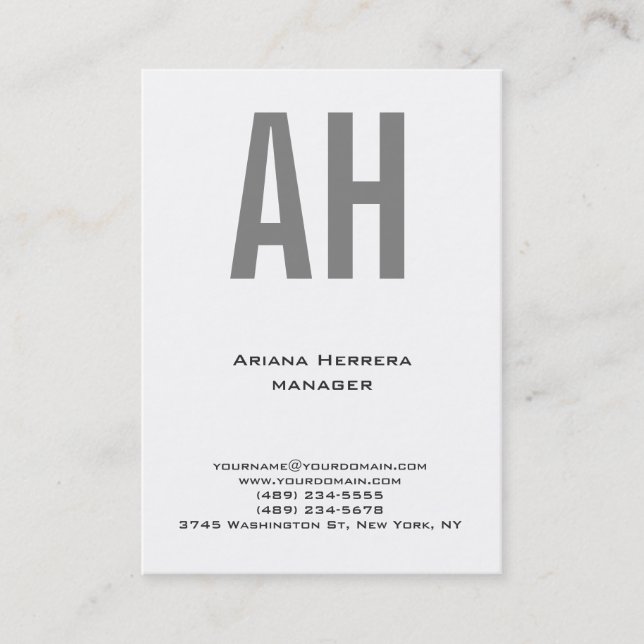 Carte De Visite Unique en tendance monogramme gris clair simple (Devant)