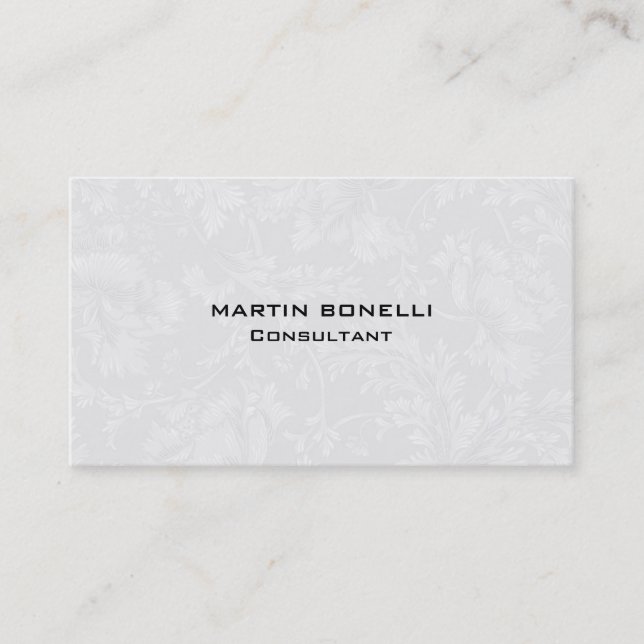 Carte De Visite Unique Floral Damask Grey Special Plain (Devant)