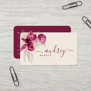 Carte De Visite Unique Hibiscus Bourgogne Floral Fancy Signature