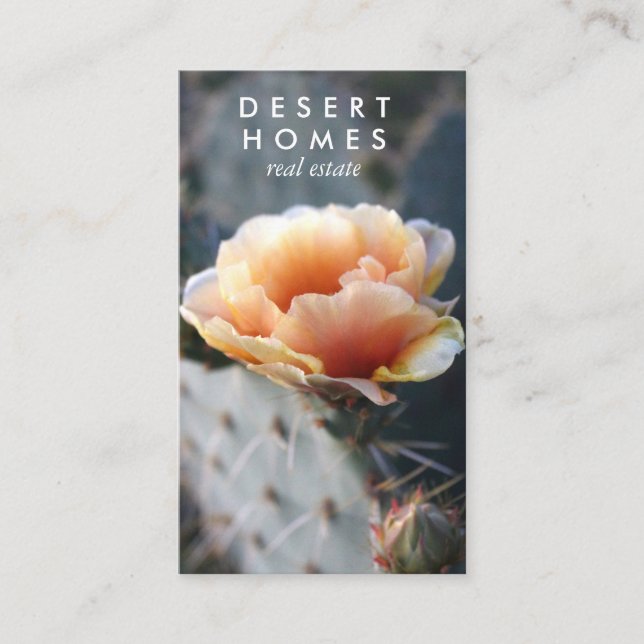 Carte De Visite Unique Immobilier Cactus Flower Desert Photo (Devant)
