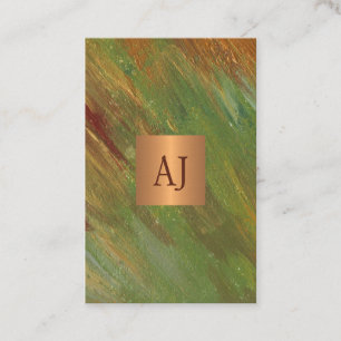 Carte De Visite Unique moderne abstrait brushstrokes or monogramme