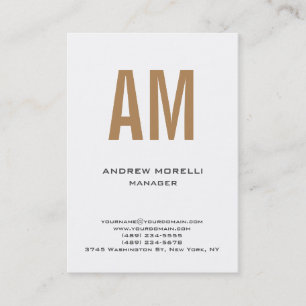 Carte De Visite Unique monogramme blanc simple