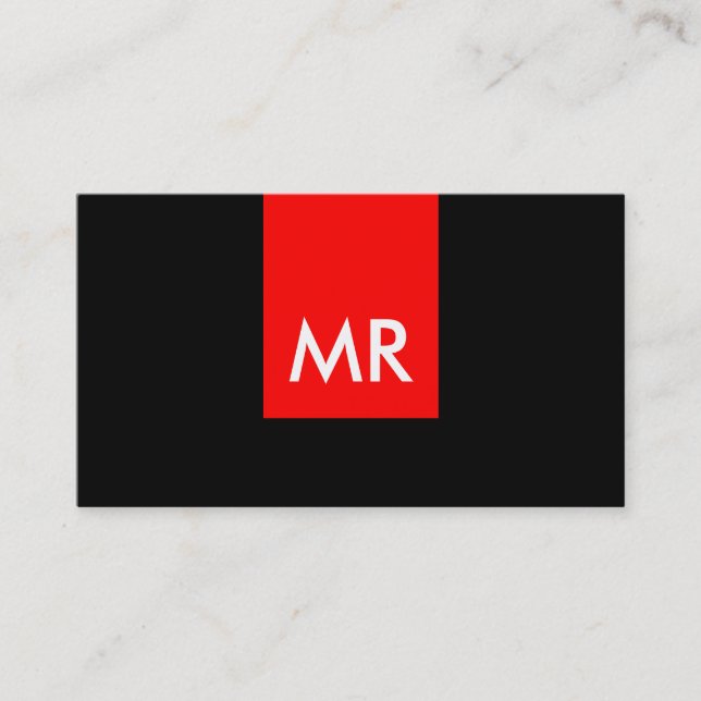 Carte De Visite Unique monogramme exclusif noir rouge blanc spécia (Devant)