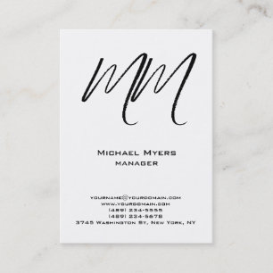 Carte De Visite Unique simple monogramme noir et blanc