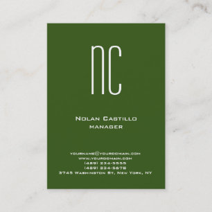 Carte De Visite Unique simple monogramme vert clair simple