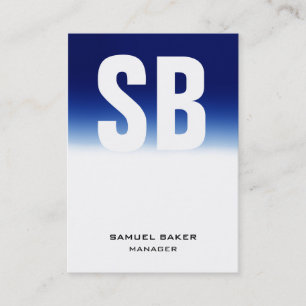 Carte De Visite Unique tendance bleu blanc blanc vertical monogram