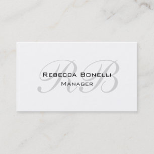 Carte De Visite Unique White Grey Script Monogram Manager