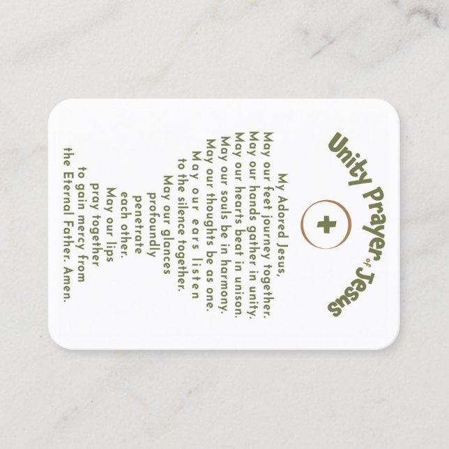 Carte De Visite Unity Prayer of Jesus Prayer Card for 3.5" x 2.5"  (Devant)