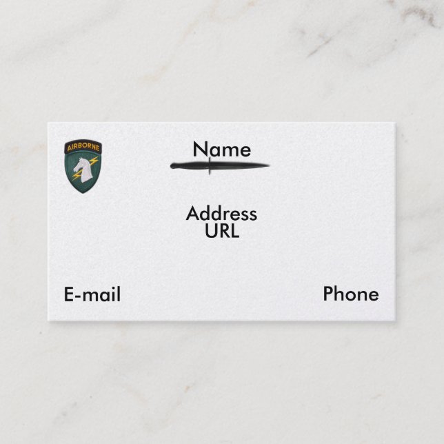 Carte De Visite USASOC 1er opérations spéciales SOCOM vétérans pat (Devant)