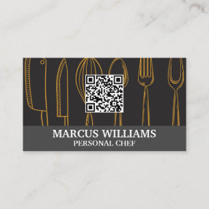 Carte De Visite Ustensiles   Chef exécutif   Code QR