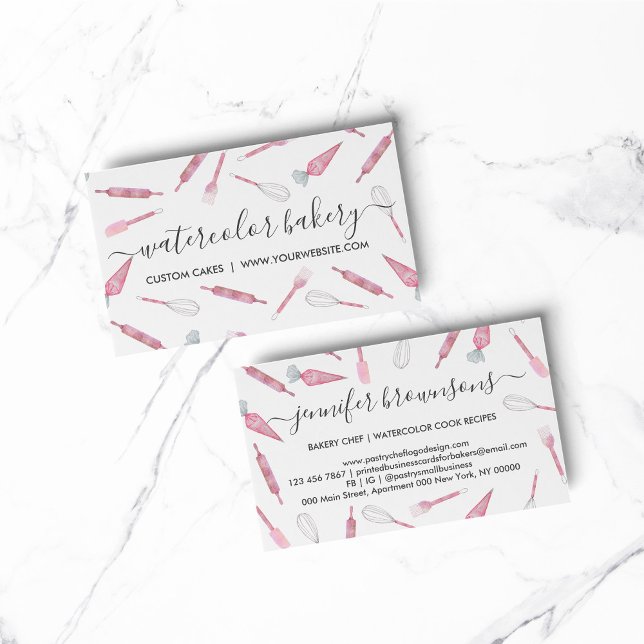 Carte De Visite Ustensiles de boulangerie faits maison (Bakery Utensils Homemade Business Card)