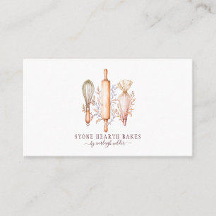 Carte De Visite Ustensiles de boulangerie Pâtissier Boulanger Rose