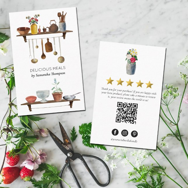 Carte De Visite Ustensiles de cuisine Chef cuisinier Demande de ré (Créateur téléchargé)