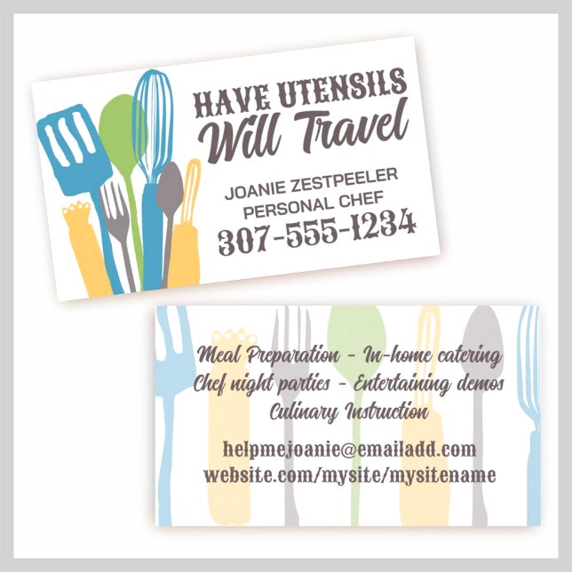 Carte De Visite ustensiles de cuisine cuisine cuisinier traiteur (Créateur téléchargé)
