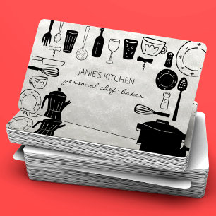 Carte De Visite Ustensiles de cuisine et de pâtisserie modernes