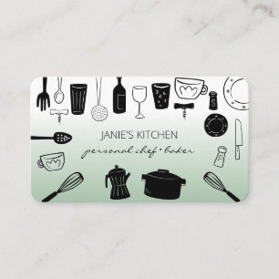 Carte De Visite Ustensiles de Cuisine rétro Chef personnel