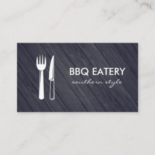 Carte De Visite Ustensiles en bois rustiques BBQ Eatery