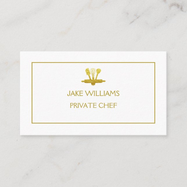 Carte De Visite UTENSILES DE cuisine EN FAUX OR CHEF PRIVÉ (Devant)