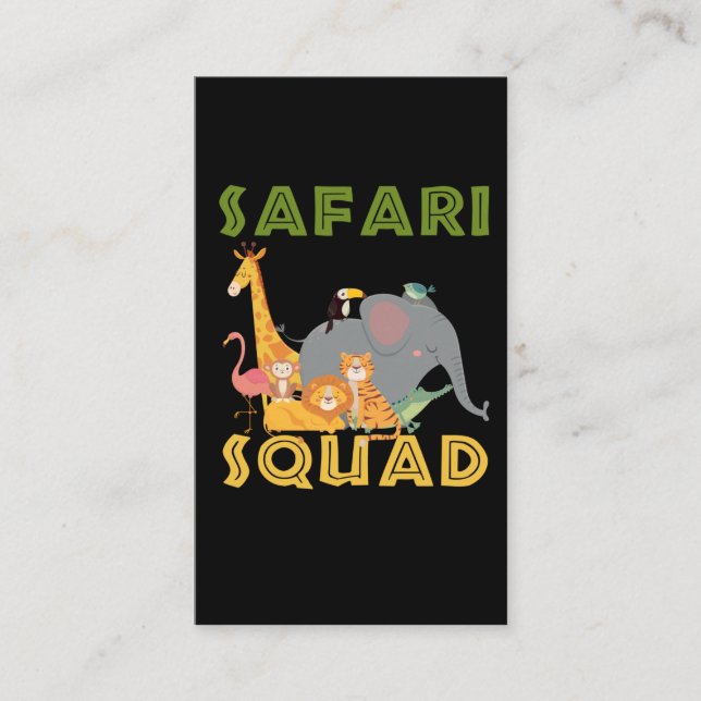 Carte De Visite Vacances en famille d'animaux au zoo de Safari Squ (Devant)