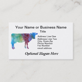 Carte De Visite Vache à arc-en-ciel avec le texte personnalisable