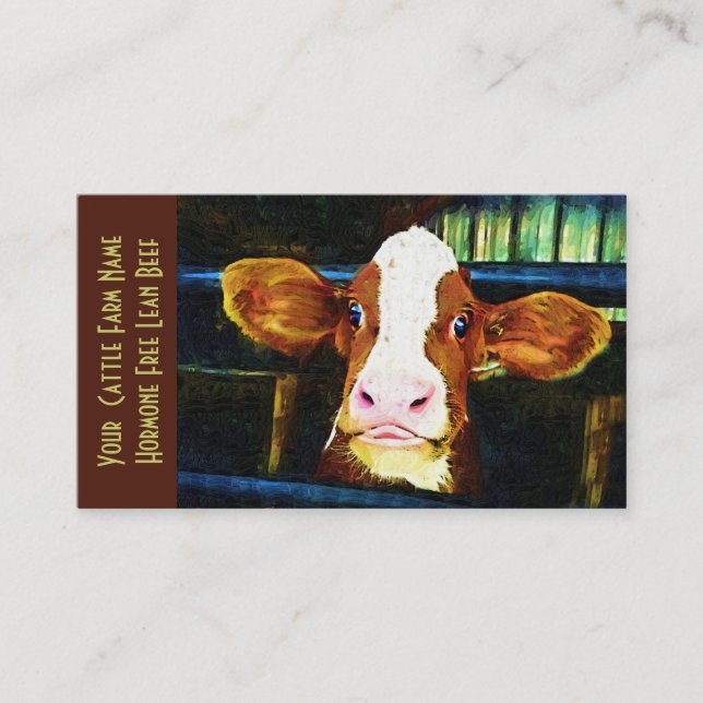 Carte De Visite Vache drôle à veau de bétail (Devant)