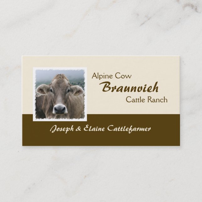 Carte De Visite Vache laitière alpine de Braunvieh (Devant)