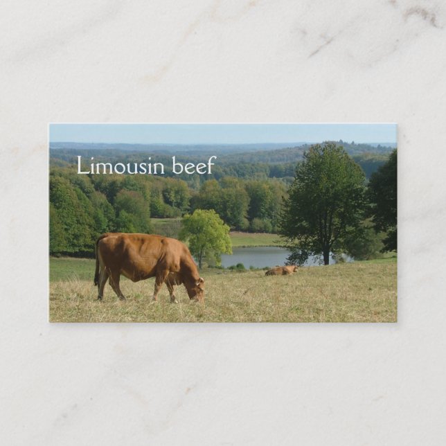 Carte De Visite Vaches du Limousin dans un paysage rural (Devant)