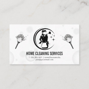 Carte De Visite Vacuums et dusters   Logo de femme de ménage