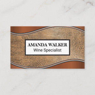 Carte De Visite Vague métallique   Texture en cuir Brown
