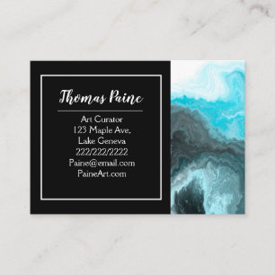 Carte De Visite Vagues à spirales bleues, blanches et noires