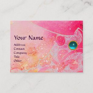 Carte De Visite VAGUES AQUAMARINE MONOGRAM, rose vif violet bleu