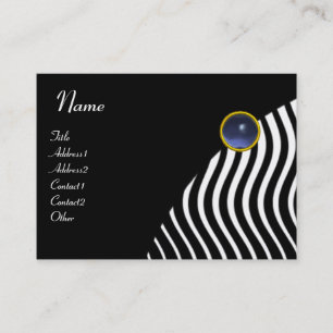 CARTE DE VISITE VAGUES BLANCHES NOIRES, MONOGRAMME EN PIERRE BLEUE