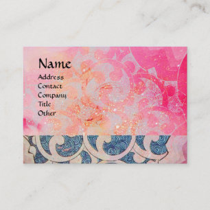 Carte De Visite VAGUES, brillantes, bleu rose vif
