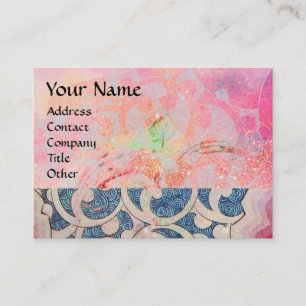 Carte De Visite VAGUES, brillantes, bleu rose vif