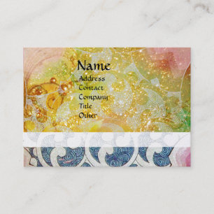 Carte De Visite VAGUES, brillantes, vibrantes, jaunes, dorées bleu
