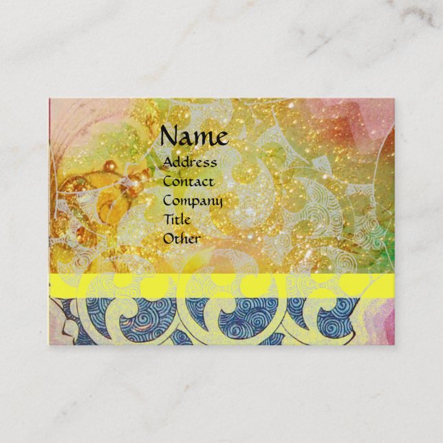 Carte De Visite VAGUES brillantes, vibrantes, jaunes, étincelles b (Devant)